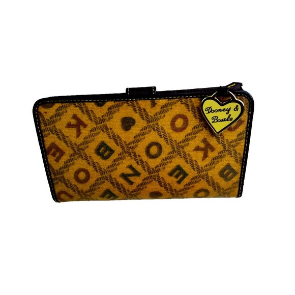 Dooney & Bourke Logo Letters Brown Print Wallet Checkbook Cards Coins 7.5"x4" - Picture 2 of 10